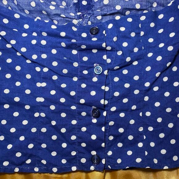 Blue and White Polka Dot Halter Neck Backless Tank Top - Picture 4 of 5